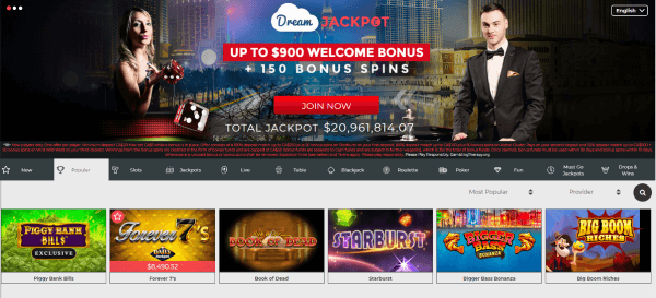 Dreamcity Jackpot Platform Interface