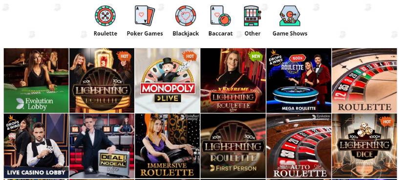 Live Casino and free spins