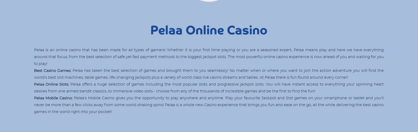 Pelaa online casino
