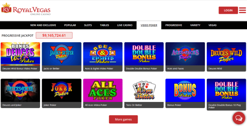 Royal Vegas Video Poker