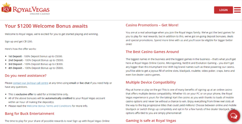 Royal Vegas Welcome Bonus