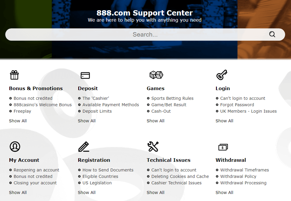 888 Casino Support Center