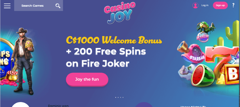 Casino Joy Interface