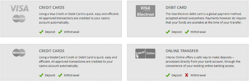 DepositWithdrawal Methods Euro Palace