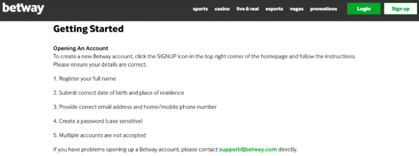 Getting Started Betway