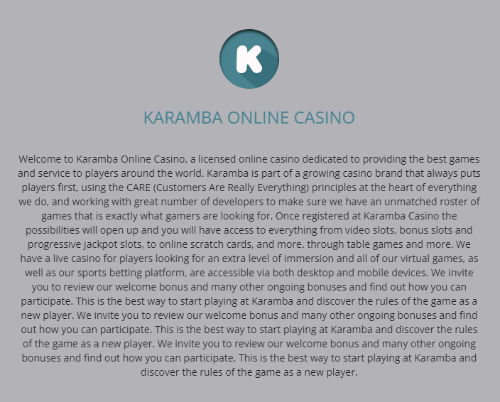 Karamba Casino About