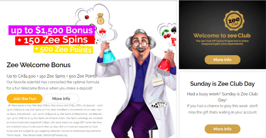 PlayZee Casino Welcome Bonus