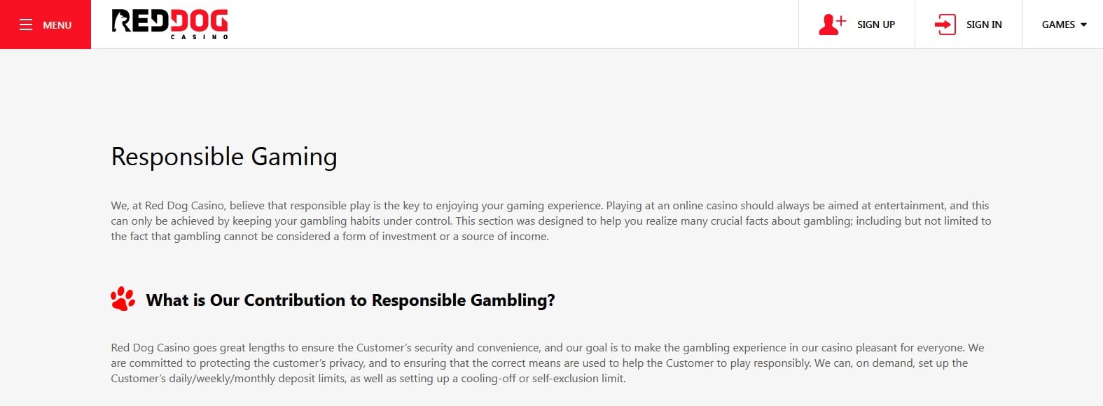 Responsible Gambling