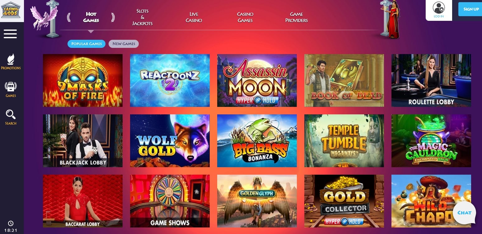 Wide selection of games