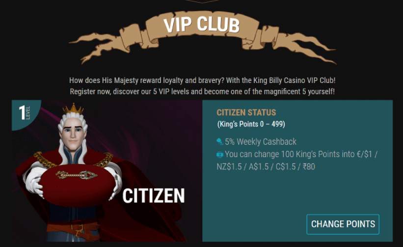 king billy VIP club