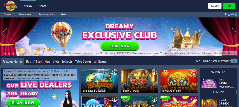 luckland casino interface